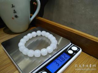 *珍品*终身保真*纯天然和田玉白玉11mm大气老型珠手串*和田玉质细腻滋